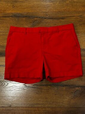Tommy Hilfiger Women’s 12 Vibrant Red Chino Shorts Pockets Belt Loops Bottoms